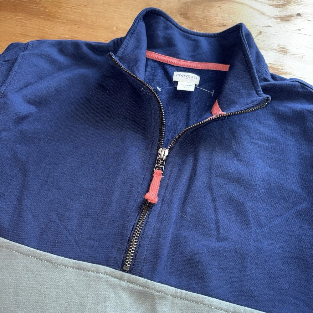 NEW J. Crew Crewcuts Kids 1/2 Zip Sweatshirt Green Blue Colorblock XXL 15-16